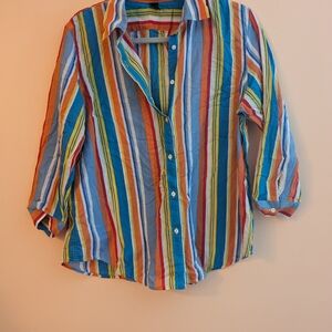 Colorful Striped Button-Up Shirt